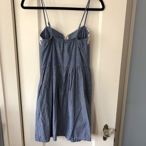 Spaghetti Strap Embroidered Bodice Chambray Dress - Picture 6 of 8